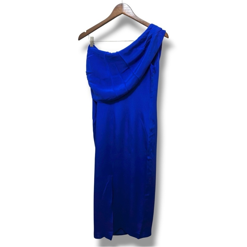326 Spenser Jeremy | NWOT 100% Silk Royal Blue Cowl Neck Maxi Dress (Size 8) - Picture 4 of 11
